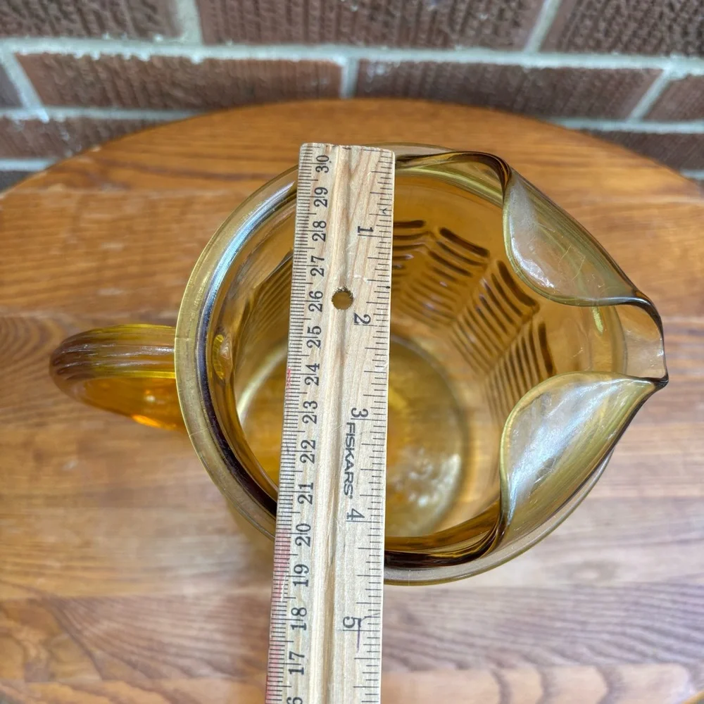 Vintage Libbey Glass Drape Honey Gold Amber Pitcher
